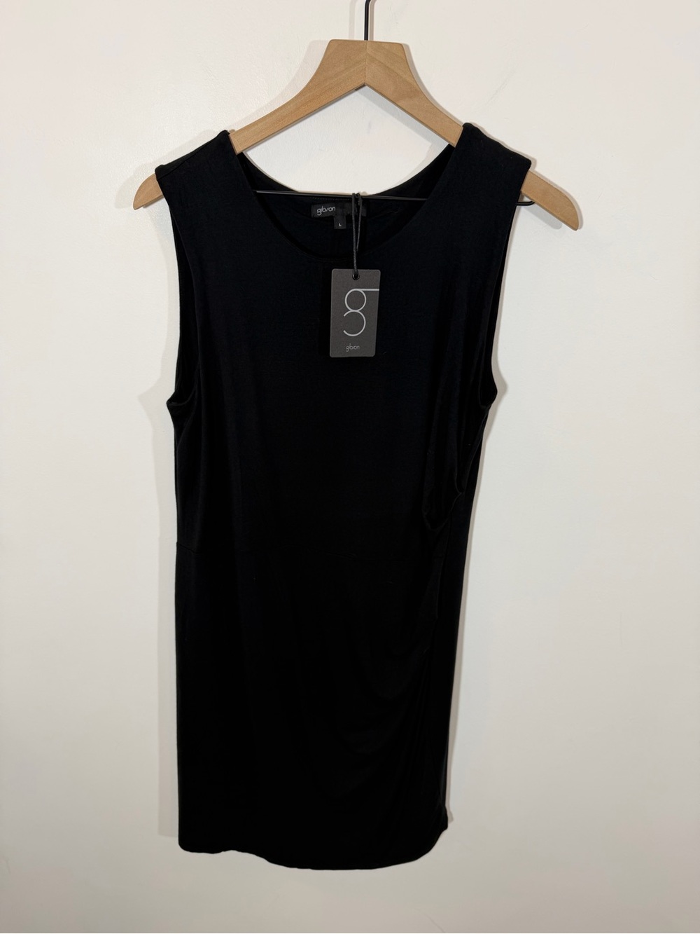 NWT Gibson Look Side Pleated Tank Dress in Black | Size L - Picture 2 of 9